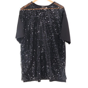 Vintage 80s Sand Dollars Black Sequin Top Womens Union Tag Oversized Glam Size L